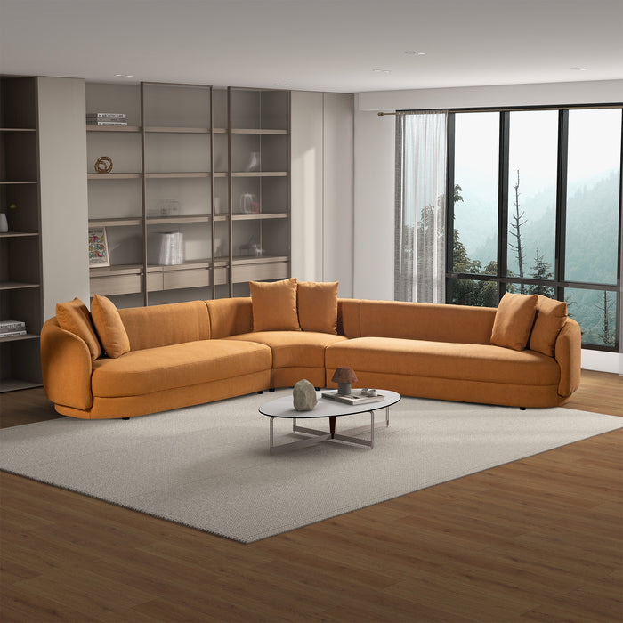 Highline Cognac Boucle Corner Sofa