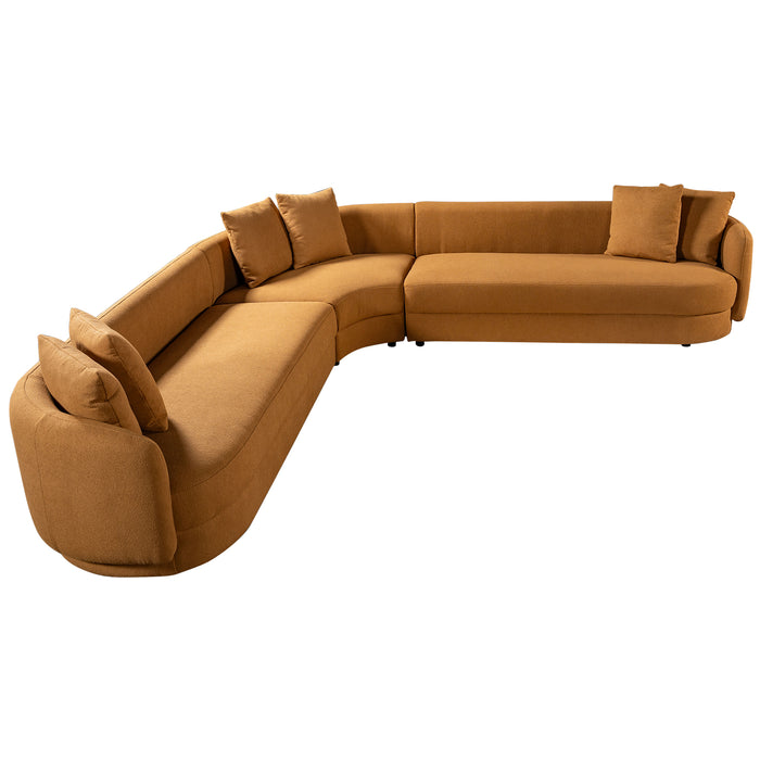 Highline Cognac Boucle Corner Sofa