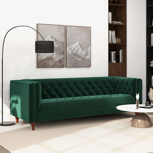Evelyn Mid Century Modern Green Velvet Luxury Chesterfield Sofa