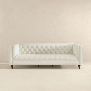 Evelyn Mid Century Modern Beige Boucle Luxury Chesterfield Sofa