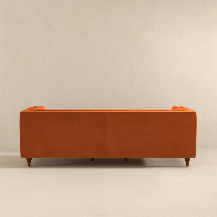 Evelyn Mid Century Modern Burnt Orange Velvet Luxury Chesterfield Sofa