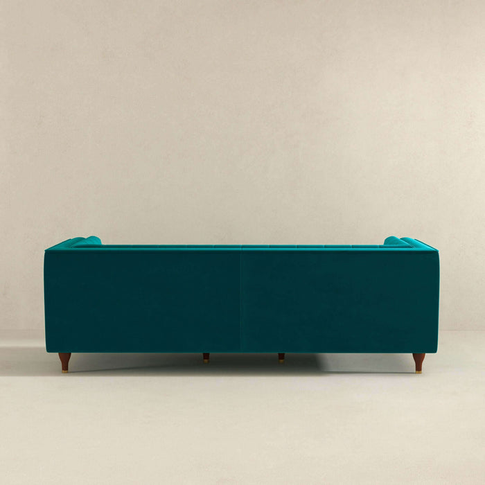 Evelyn Mid Century Modern Teal Velvet Luxury Chesterfield Sofa