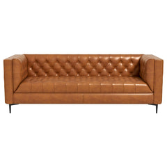 Evelyn Mid Century Modern Cognac Leather Luxury Chesterfield Sofa