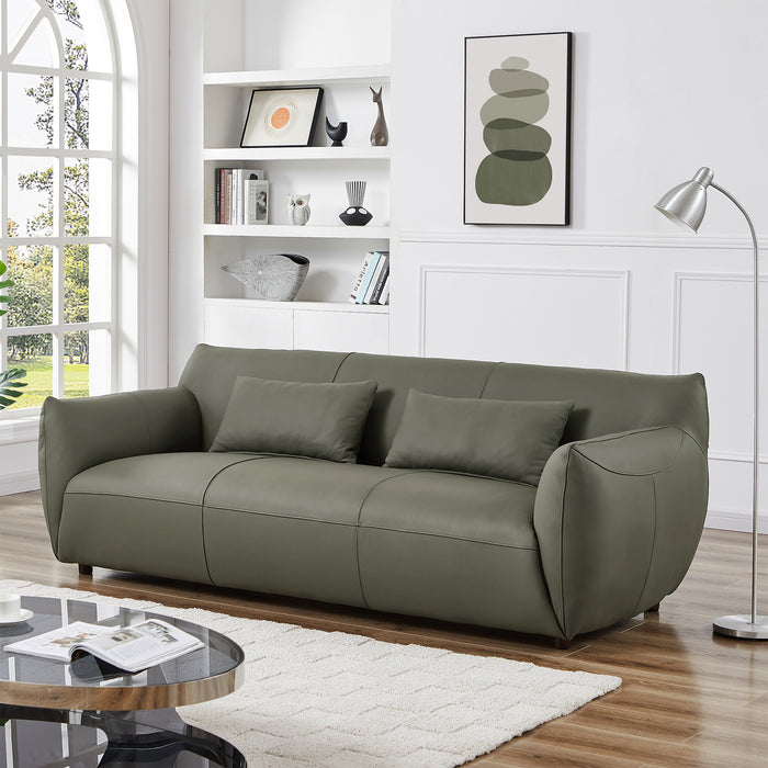 Hughes Olive Green Leather Sofa