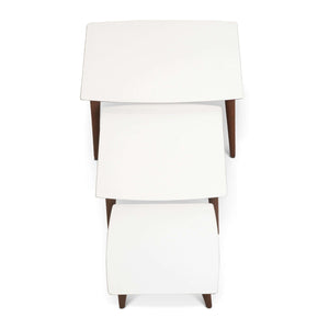 Ronald Mid-Century Modern MDF Nesting Accent Tables in Cream (Set of 3)