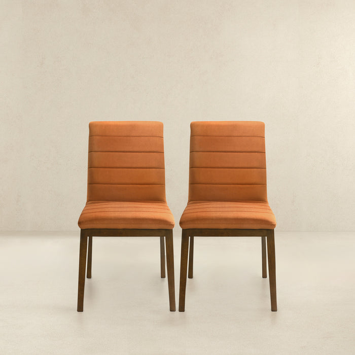 Ines Burnt Orange Velvet Dining Chair (Set Of 2)