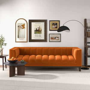 Melissa Mid-century Orange Velvet Modern Sofa