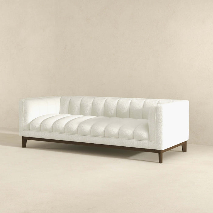 Melissa Mid-Century White Boucle Modern Sofa