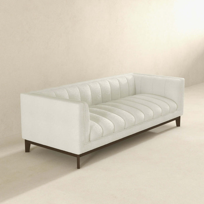 Melissa Mid-Century White Boucle Modern Sofa