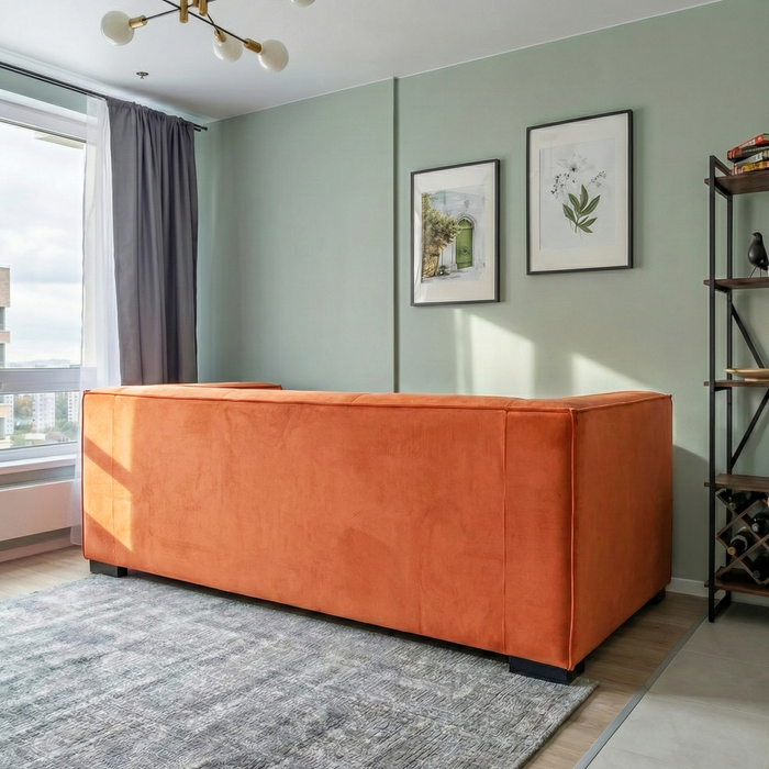 Johnston Burnt Orange Velvet Sofa