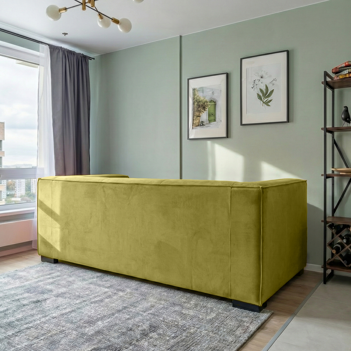 Johnston Modern Velvet Upholstered Sofa with Wide Square Arms & Biscuit Tufting | Ashcroft Imports Furniture