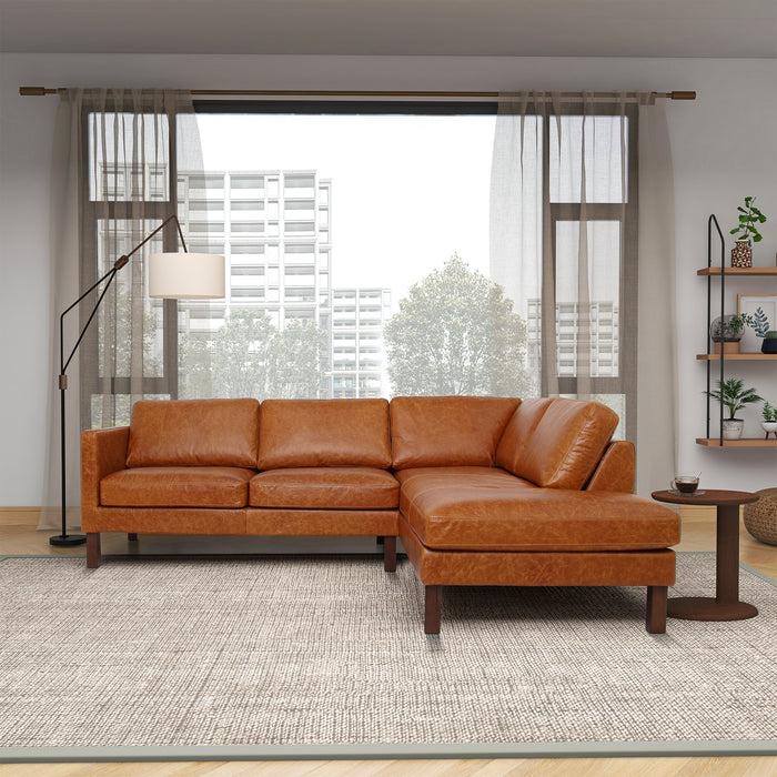 Juno Sectional Right Waxy Cognac Leather Sofa