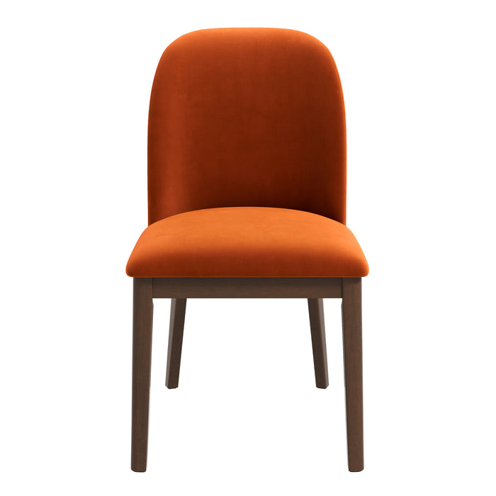 Kaitlyn  Burnt Orange Velvet Dining Chair (Set Of 2)