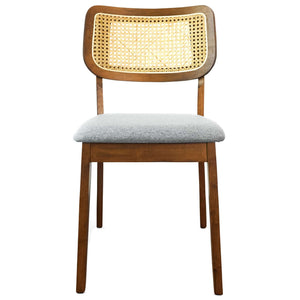 Hazel Mid-Century Modern Grey Linen Fabric Solid Wood Dining Chair(Set of 2)