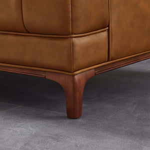 Mara Mid-Century Modern Tufted Cognac Leather Sofa