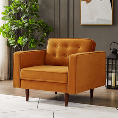 Casey Mid-Century Modern Burnt Orange Velvet Lounge Chair