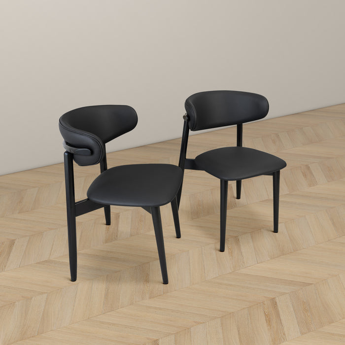 Korbin Black Vegan Leather Dining Chair (Set Of 2)