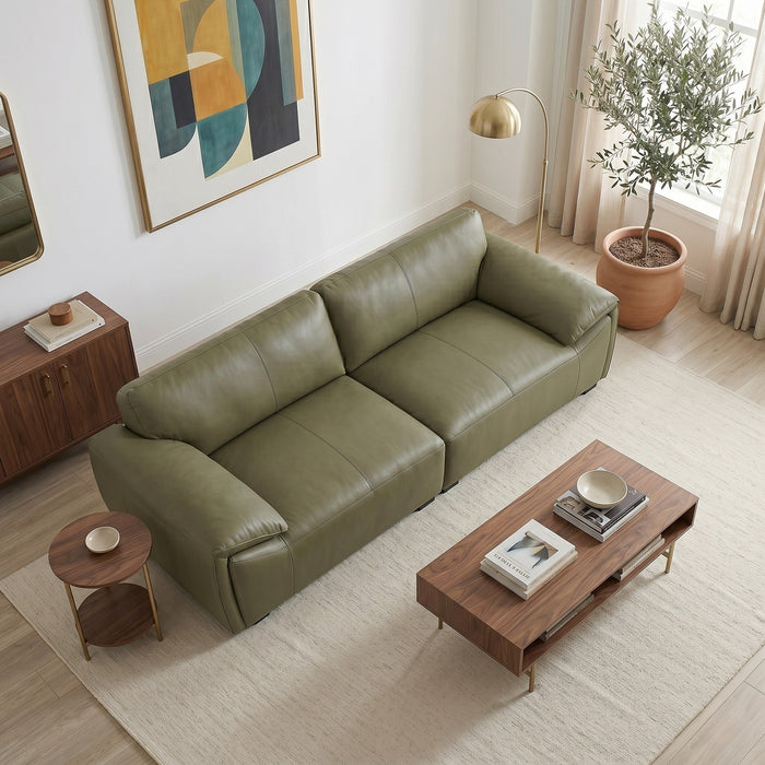 Laffey Luxury Real Leather Sofa with Pillow-Top Arms & Robust Frame | Ashcroft Imports Furniture