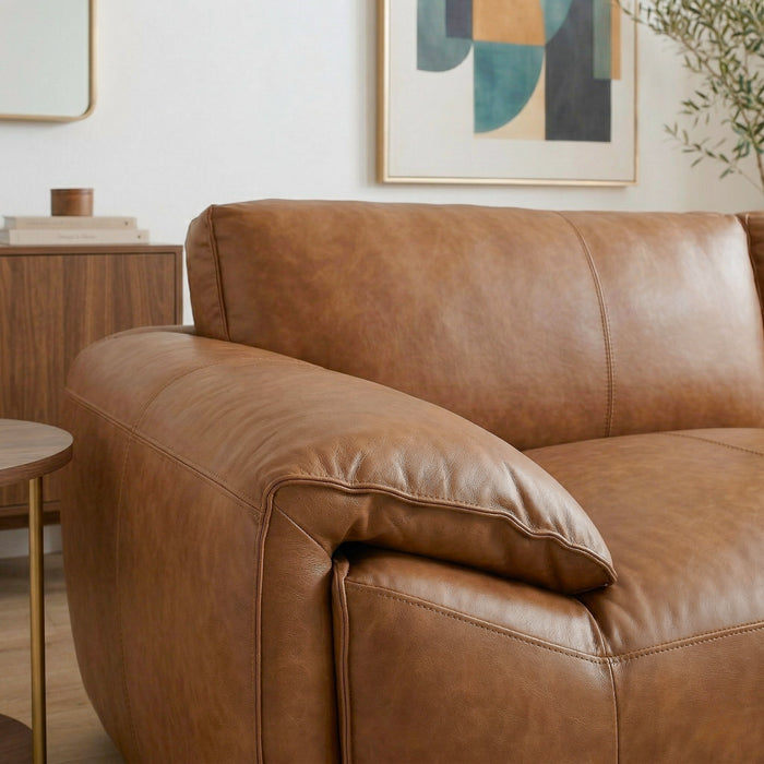 Laffey Luxury Real Leather Sofa with Pillow-Top Arms & Robust Frame | Ashcroft Imports Furniture