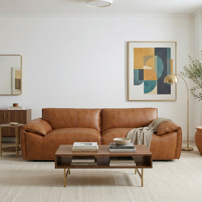 Laffey Luxury Real Leather Sofa with Pillow-Top Arms & Robust Frame | Ashcroft Imports Furniture