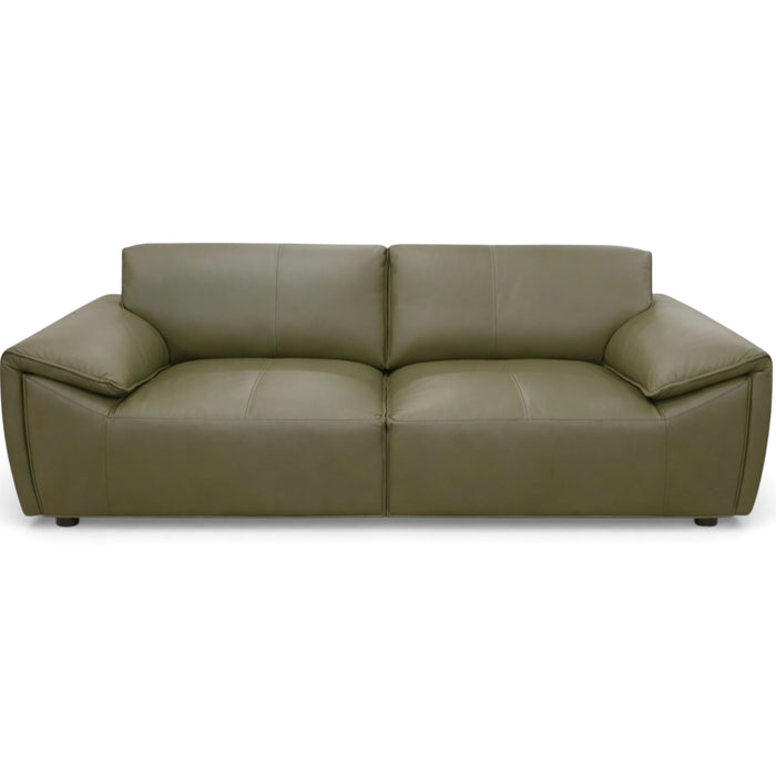 Laffey Olive Green Top Grain Leather Sofa