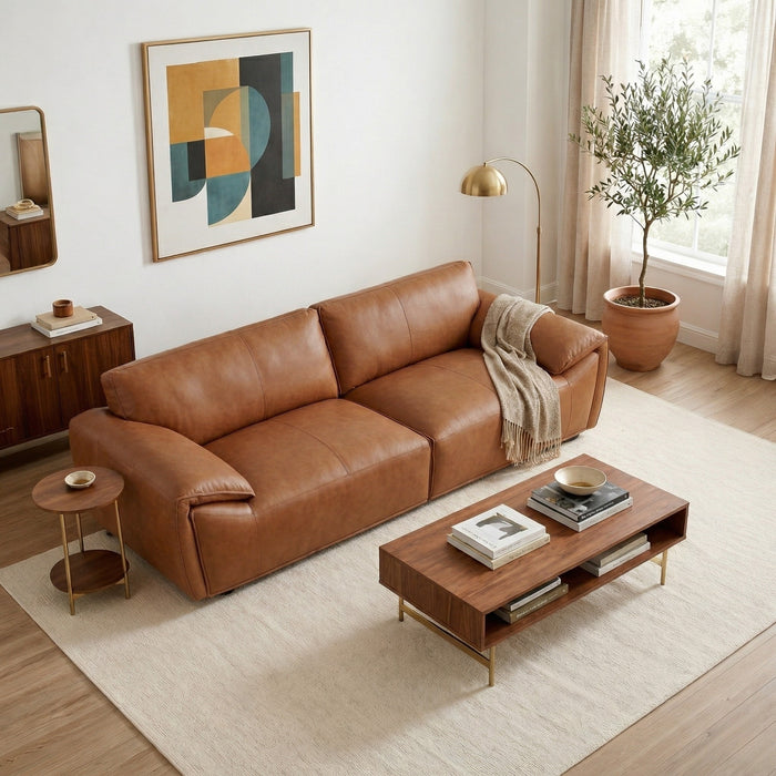 Laffey Tan Top Grain Leather Sofa