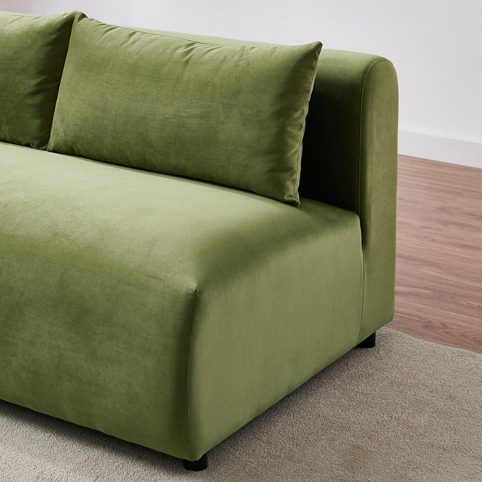 Langridge Olive Green Velvet Modular Corner Sectional Sofa