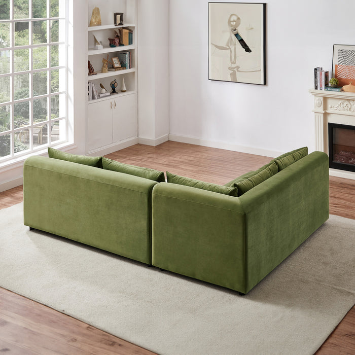 Langridge Olive Green Velvet Modular Corner Sectional Sofa