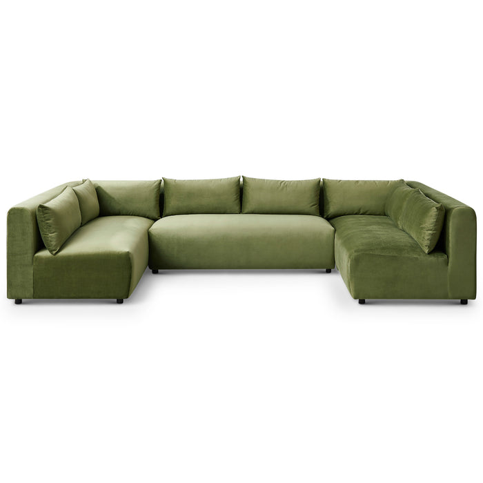 Langridge Olive Green Velvet Modular Corner Sectional Sofa