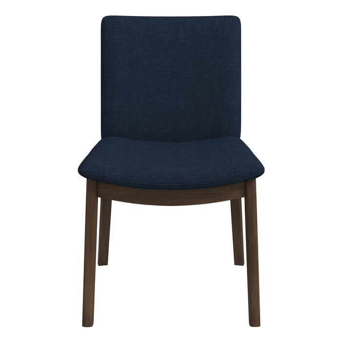 Laura  Blue Linen Solid Wood Dining Chair (Set Of 2)