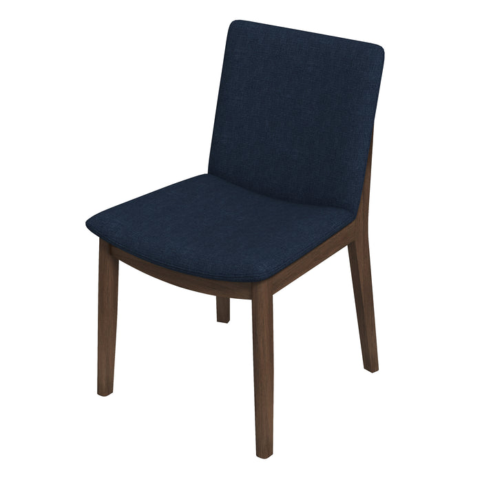 Laura  Blue Linen Solid Wood Dining Chair (Set Of 2)