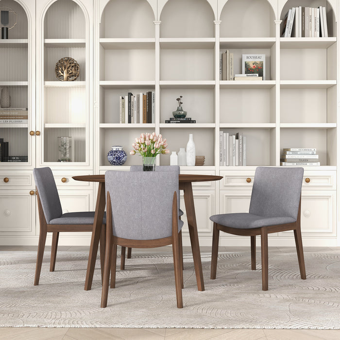 Laura  Light Grey Linen Solid Wood Dining Chair (Set Of 2)