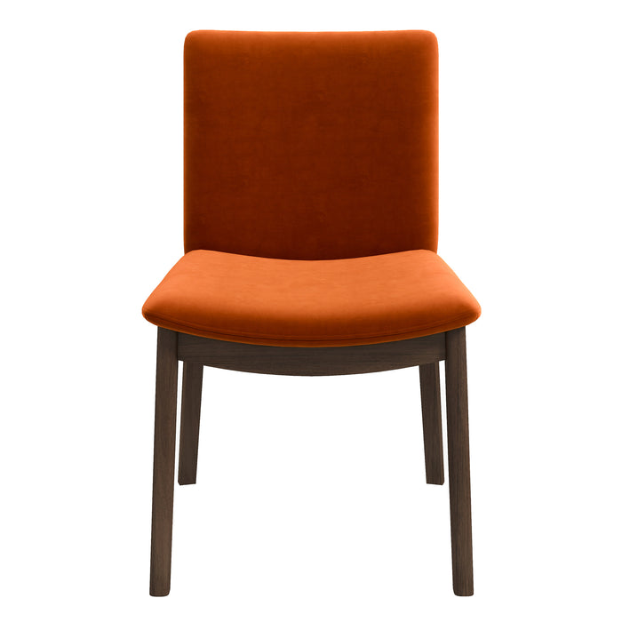 Laura  Burnt Orange Velvet Solid Wood Dining Chair (Set Of 2)