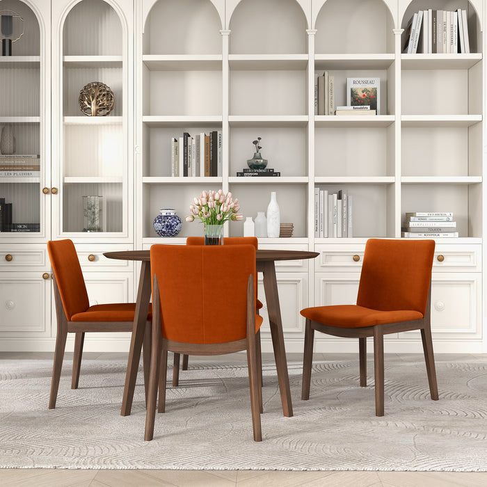 Laura  Burnt Orange Velvet Solid Wood Dining Chair (Set Of 2)