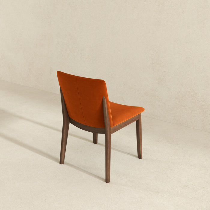 Laura  Burnt Orange Velvet Solid Wood Dining Chair (Set Of 2)