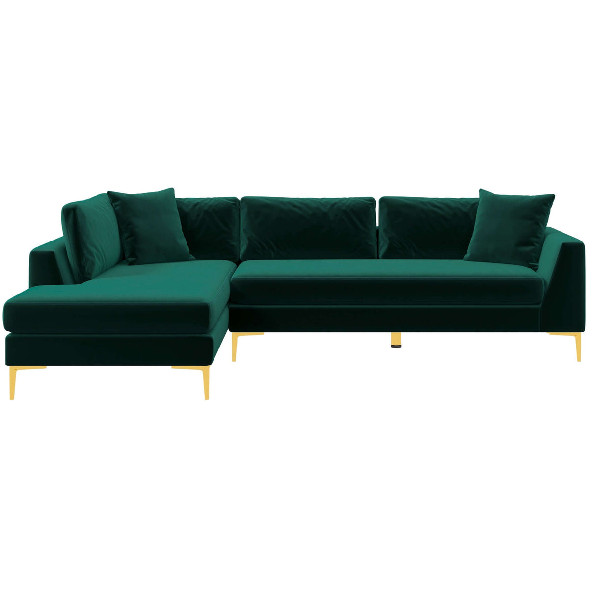Mano Mid-Century Modern L-Shaped Velvet  Sectional Sofa in Green