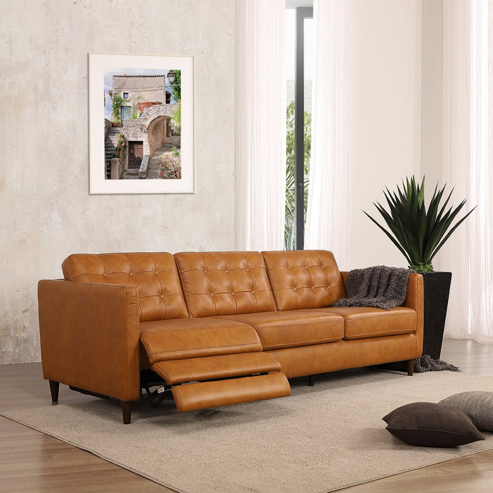 Christopher Tan Leather Electric Inclining Sofa - Left Facing