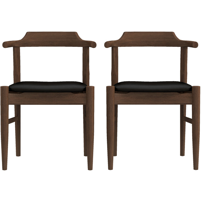 Leon Mid-Century Modern Black Vegan Leather Dining Chair (Set of 2)