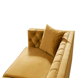 Autumn Mid-Century Modern  Yellow Mustard Velvet Sofa