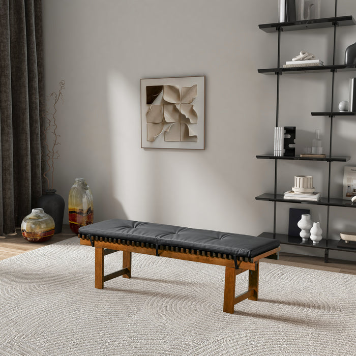 Lucia Bench in Black PU Leather