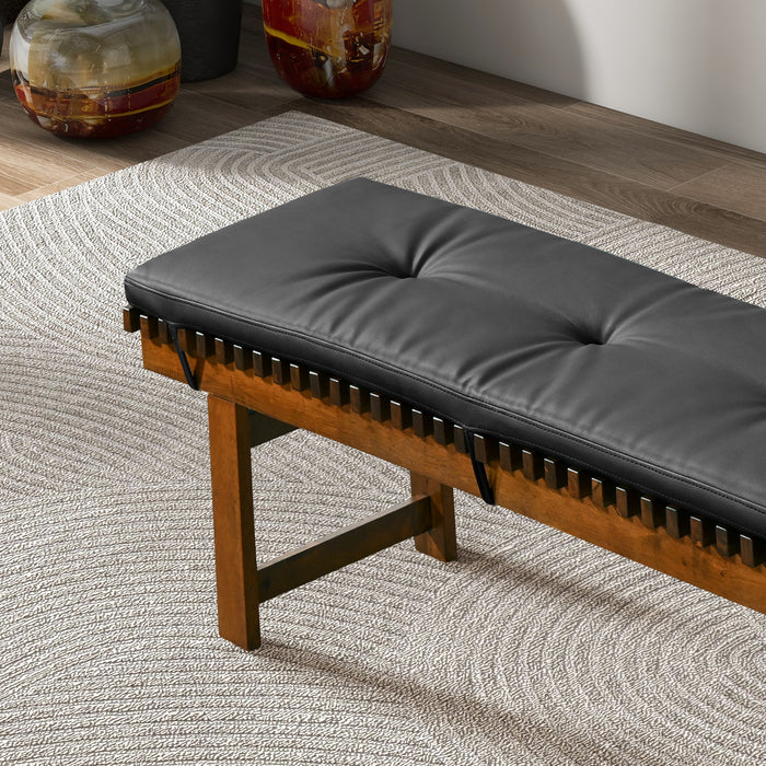 Lucia Bench in Black PU Leather