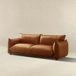 Emma Mid Century Modern Luxury Cognac Leather Sofa