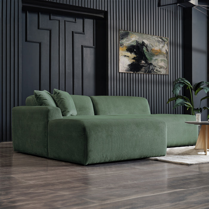 Mar Sectional Green Velvet Sofa (Left Facing)