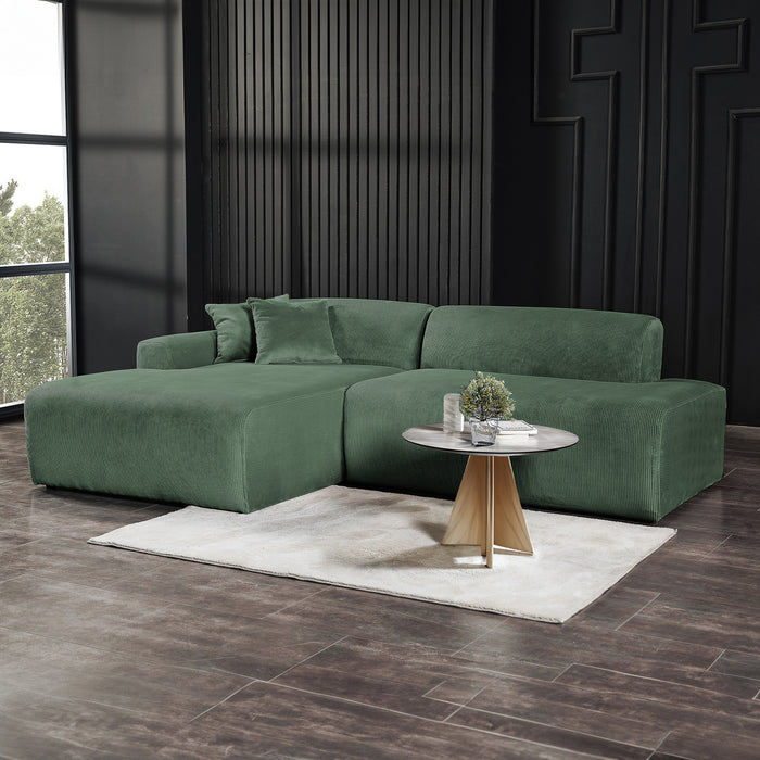 Mar Sectional Green Velvet Sofa (Left Facing)