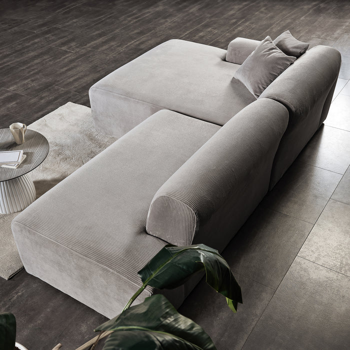 Mar Sectional Grey Velvet Sofa (Left Facing)