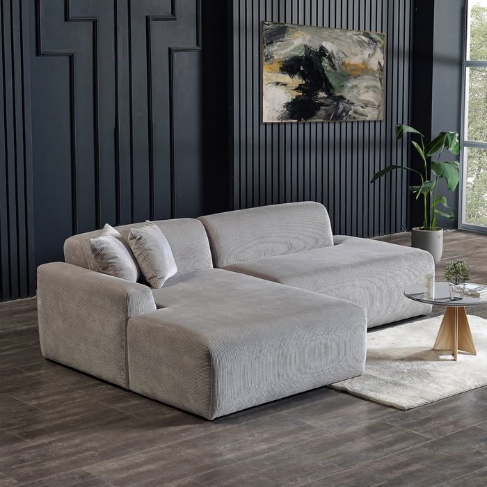 Mar Sectional Grey Velvet Sofa (Left Facing)