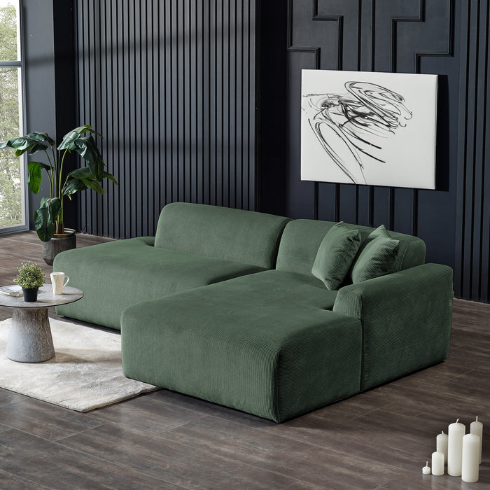 Mar Sectional Green Velvet Sofa (Right Facing)
