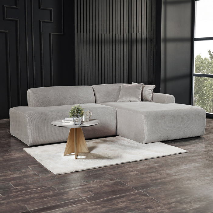 Mar Sectional Grey Velvet Sofa (Right Facing)