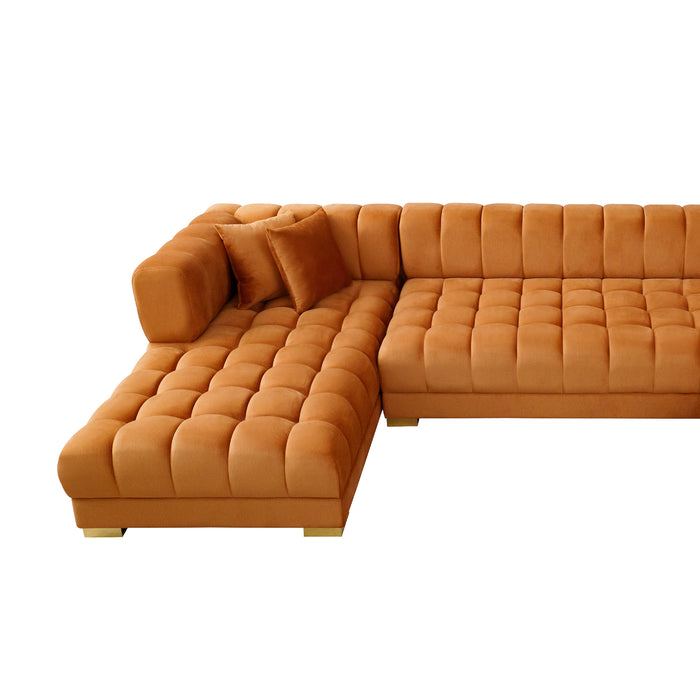 Marlow Cognac Velvet U Shape Corner Sofa