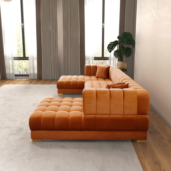 Marlow Cognac Velvet U Shape Corner Sofa